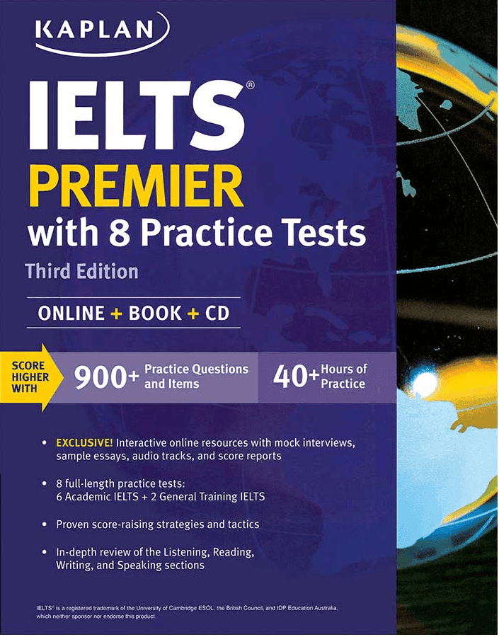 cover of Kaplan IELTS Premier with 8 Practice Tests